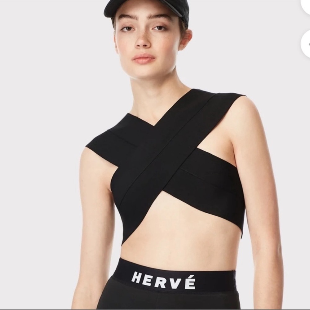 Herve Leger Black Asymmetric Crop Top